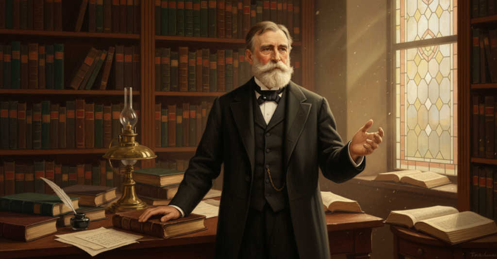 Benjamin B. Warfield (1851–1921) – amerykański teolog prezbiteriański i profesor Princeton Theological Seminary, znany z obrony autorytetu Pisma oraz prac o inspiracji biblijnej; przedstawiony jako protestancki uczony przełomu XIX i XX wieku.