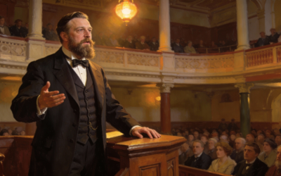 Charles H. Spurgeon (1834–1892) – angielski pastor baptystyczny i wybitny kaznodzieja epoki wiktoriańskiej, związany z Metropolitan Tabernacle w Londynie, autor licznych kazań i komentarzy; przedstawiony jako protestancki duchowny XIX wieku.