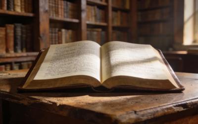 Biblia – otwarta księga Pisma Świętego z widocznym tekstem na stronach, symbol wiary chrześcijańskiej i autorytetu Słowa Bożego w tradycji protestanckiej.