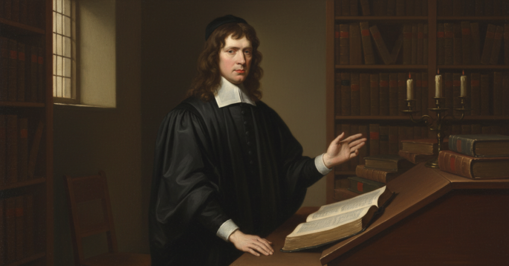 Stephen Charnock (1628–1680) – angielski pastor i teolog purytański, znany z kazań oraz klasycznego dzieła o atrybutach Boga; przedstawiony jako duchowny protestancki z XVII wieku.